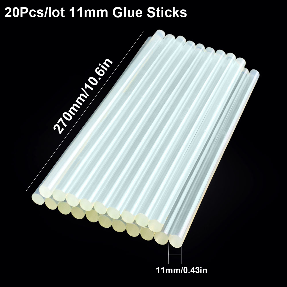 NEWACALOX 20Pcs 11mm White/Black Hot Melt Glue Sticks for Electric Glue Gun Craft Album DIY Tools for Alloy Repair Accessories