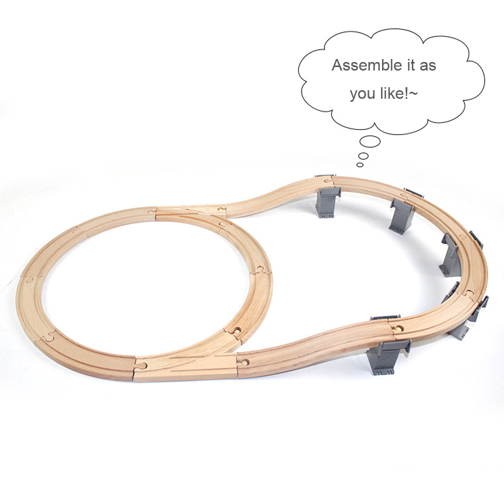 Wooden Track Railway Bridge Parts Wood Train Track Accessories Fit for All Brand Wooden Tracks Toys for Kids Gifts