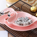 2pcs Flamingo Decoration Pink 3D Ceramic Plate Snacks Dried Fruit Plates Fruit Bowl Dessert Dishes Dinnerware for Home