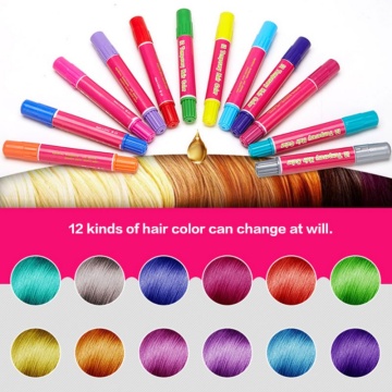 12PCS Colorful Disposable Hair Chalk Temporary Child Hair Dye Pen Non-toxic Portable Washable Hair Dye Pen Birthday Party