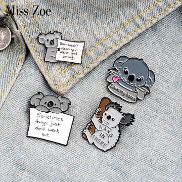 Save my home Enamel Pin Custom Cartoon Koala Bear Tips Brooches Badge for Bag Lapel Pin Buckle Animal Jewelry Gift for Friend