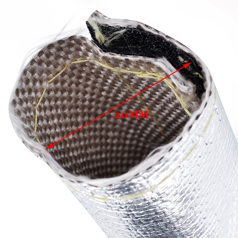 2M Metallic Heat Shield aluminum foil Sleeve Insulated Wire Hose Cover 20MM For Wiring Pipes