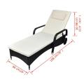 [AU Warehouse]Furniture Sun Lounger with Cushion & Wheels Poly Rattan Black