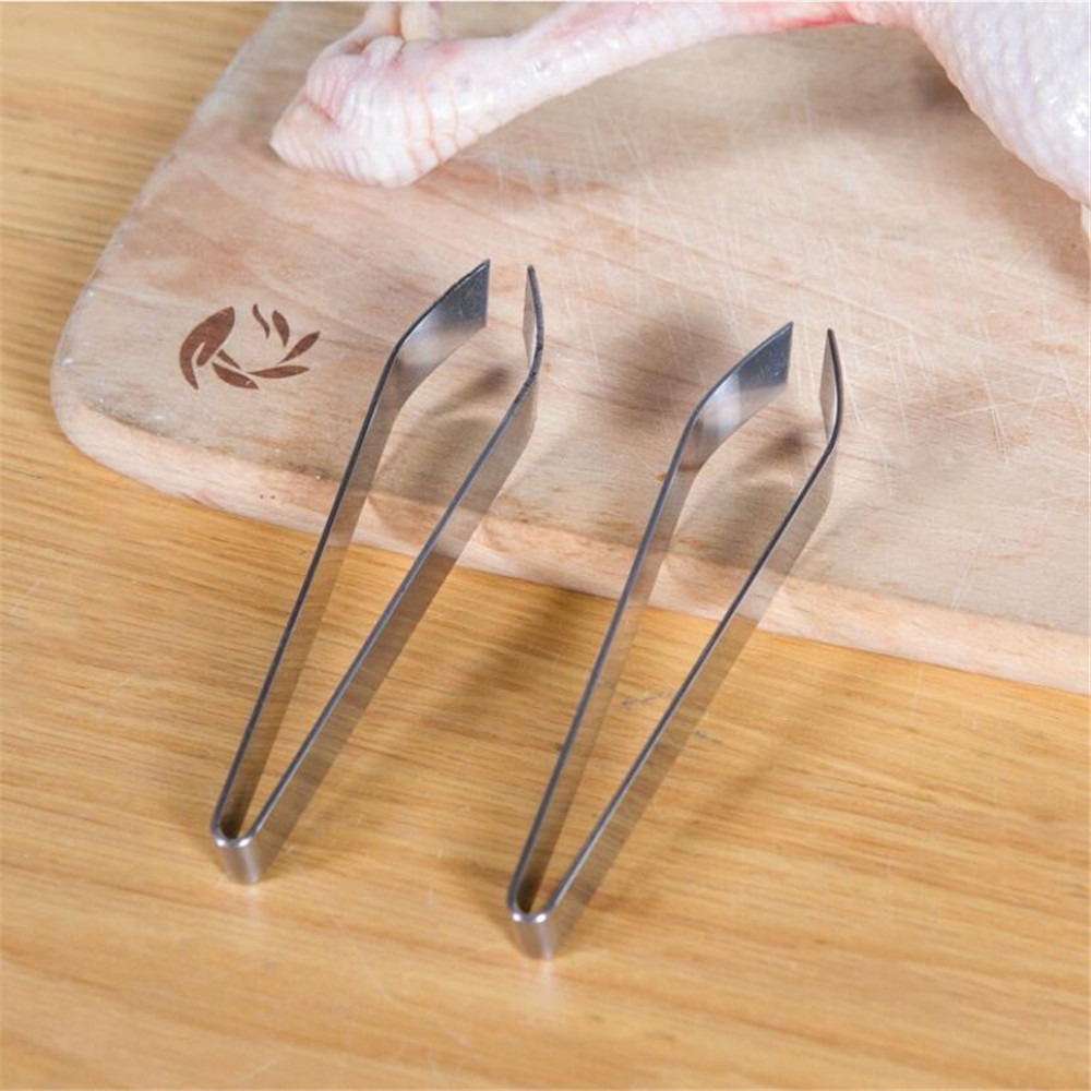 Stainless Steel Fish Bone Tweezers Remover Pincer Puller Tongs Pick-Up Seafood Tool Kitchen Tweezer Chicken Meat Hair Removal