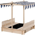 Children Outdoor Sandpit with Foldable Bench Seats