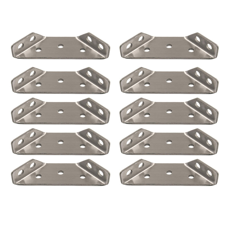 Stainless Steel Angle Code Corner Braces Trapeziform Angle Brackets Shelf Support for Desk Edge, Box, Wood Beam - Pack of 10