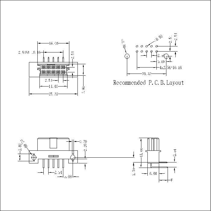 DFR-XX-XXX-222   DIN41612 Right Angle Female Type 0.33Q Connectors-Inversed 10 Positions