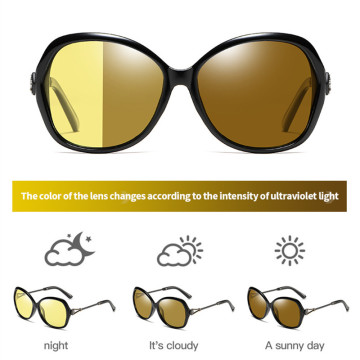 Rhinestone Vision Nocturna Women Night Vision Glasses Polarized Anti-Glare Lens Yellow Sunglasses Driving Night Vision Goggles