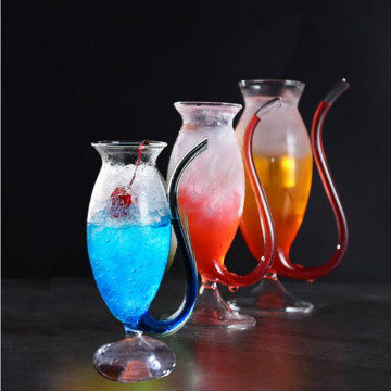 Creative Goblet Glass Mug with Straw for Cold Drink Home Use and Party Night Bar Drinking Wine Glass Juice Glass Squirrel Cup