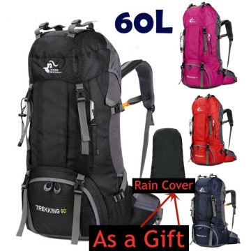 Big Capacity 60L Hiking Bag Men Women Outdoor Camping Travel Climbing Waterproof Backpack With Rain Cover Riding Sport Rucksack
