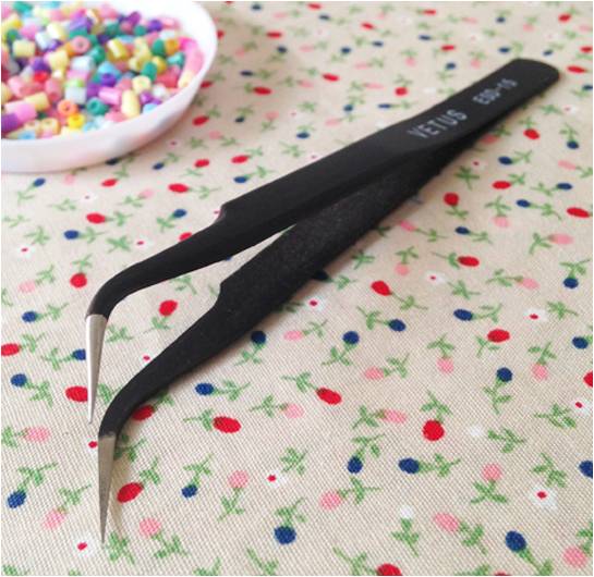 Carbon Steel High precision black curved tweezer DIY nipper perler bead nipping hama bead handicraft clamp plier