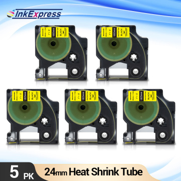5PK 24mm Heat Shrink Tube Label For DYMO Rhino IND 1805444 Industrial Label Tape Printer Ribbon For DYMO Rhino 6000 Label Maker