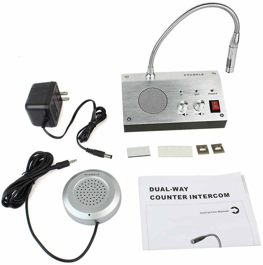 Bank Counter Window Broadcasting Intercom System Dual-way Intercommunication Microphone Interphone Speaker System 3W