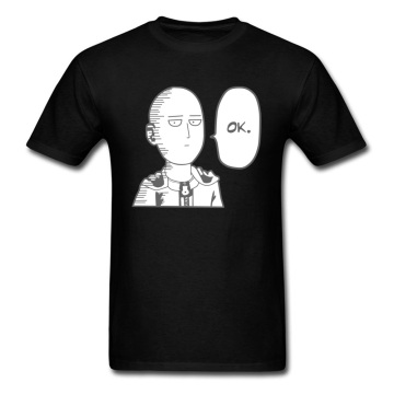 OK T Shirt One Punch Man T-shirt Black Tshirt Japan Anime Clothing Mens Birthday Gift Tops Summer O Neck Cotton Tees