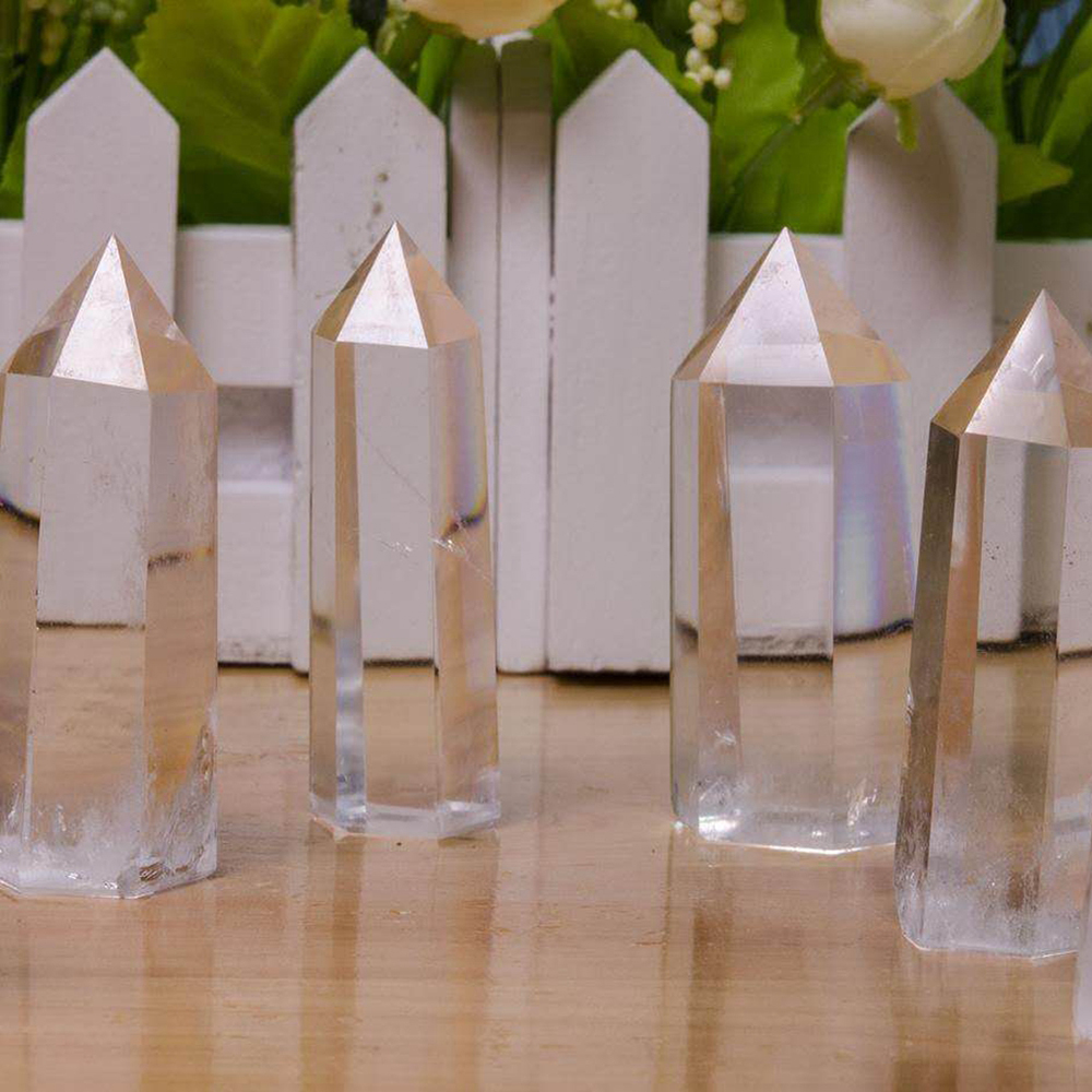 Natural Crystal White Crystal Point Hexagonal Pillar Mineral Jewelry For Magic Healing Fenshui Repair Home Decoration Gift