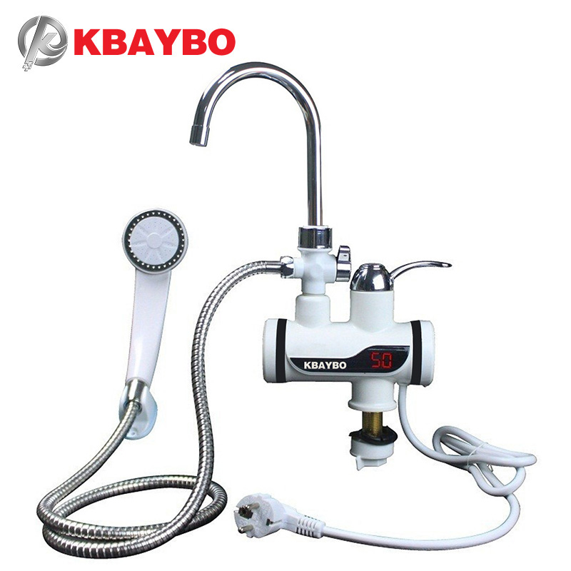 KBAYBO 3000W Electric Water Heater Instant Tankless Water Heater Hot and cold water tap under let Kitchen sink Water Heating