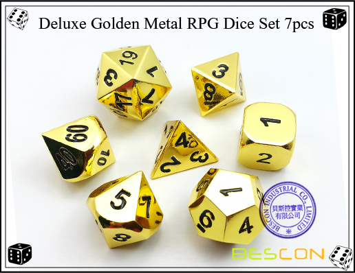 Deluxe Golden Metal RPG Dice Set 7pcs