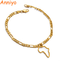 Anniyo Outline Africa Map Anklet Women Gilrs Foot Chain Jewelry Gold Color Wholesale Jewellery African Map #202421
