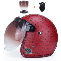 Leather Helmets 3/4 Motorcycle Chopper Bike helmet open face vintage motorcycle helmet