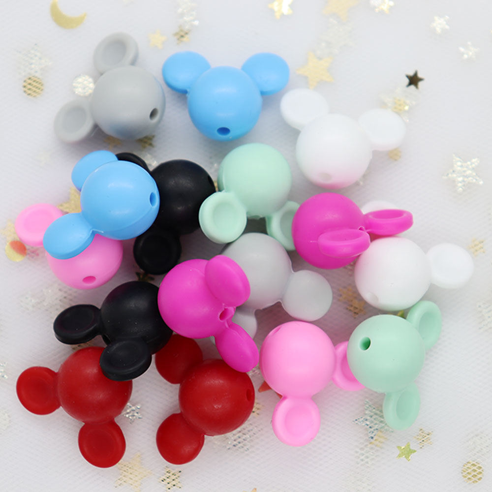 10Pcs Mickey Baby Teething Beads Cartoon Perle Silicone Beads For Necklaces BPA Free Teether Toy Accessories DIY Nursing Gifts