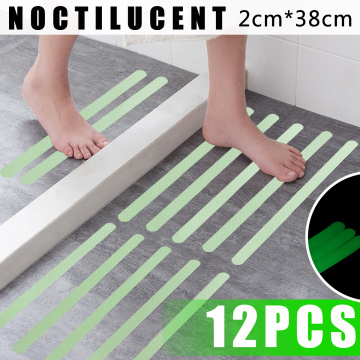 12Pcs Noctilucent Anti Skid Waterproof Bathroom Bath Tub Treads Stickers Non Slip Tape Fluorescence Luminous Decals Safety Mat