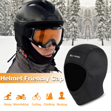 WEST BIKING Waterproof Fleece Cap Winter Cycling Winter Cap Warm Ear Protection Windproof Skating Hiking Camping Helmet Hat