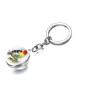 Colorful Flying Hummingbird Keychain Bag Charm Decoration Double Sided Glass Ball Key Chain Ring Women Gift Cute Animal Jewelry