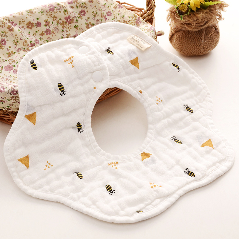 Baby Bibs 360 Degree Rotation 8 Layers Gauze Muslin Baby Kids Bandana Burp Cloth Soft Newborn Infant Saliva Towel Baby Stuff