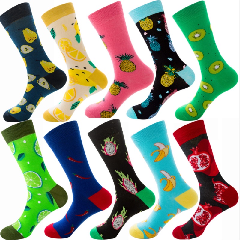 300 Style Casual Men Socks Fashion Design Plaid Colorful Happy Business Party Dress Funny Woman Cotton Socks Christmas Gift