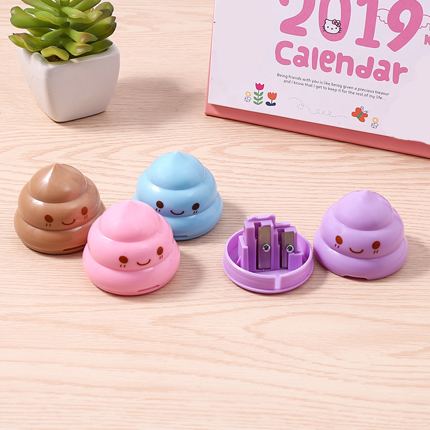 Funny Poop Shaped Pencil Sharpeners Mini Double Hole Manual Pencil Sharpener Colored Pencils Sharpening Cutter for Students Kids