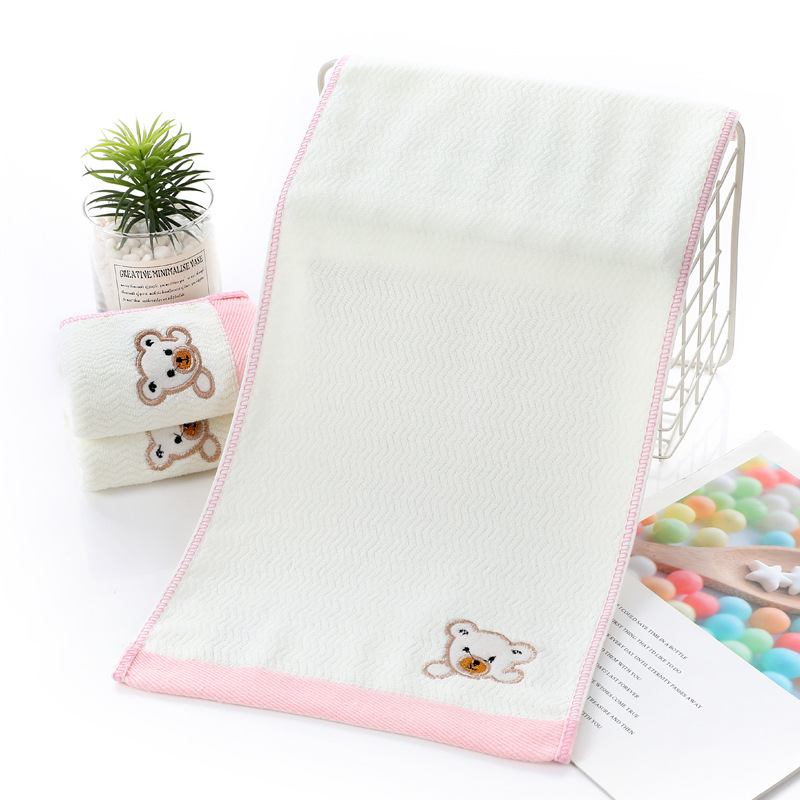 4Pcs Baby Towel Newborn Bamboo 100% Cotton Soft Cartoon Bear Kids Bath Towels Washcloth Handkerchief Wipe Cloth 25 * 50 cm