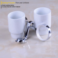 Ceramic Cup Toothbrush Holder Chrome Brass Bathroom Storage Shower Double Tooth Brush Toothpaste Rack Wall Mount Tumbler Holder