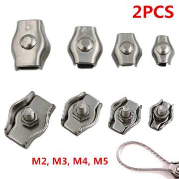 2Pcs M2 M3 M4 M5 Clip 304 Stainless Steel Wire Rope Simple Grip Cable Clamps Caliper