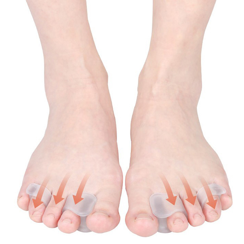 2Pcs Big Toe Two Hole Thumb Valgus Toe Separator Silicone Gel Foot Fingers Protector Corrector Pedicure Foot Care Tool