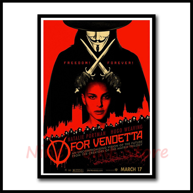 V for Vendetta White Coated Paper Posters Wall Stickers For Living Room Art Crafts Maps Home Decor Movie poster Frameless