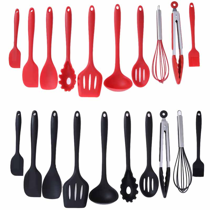 Silicone Cooking Utensil Set Spatula Soup Spoon Brush Ladle Pasta Colander Non-stick Cookware Kitchen Tools