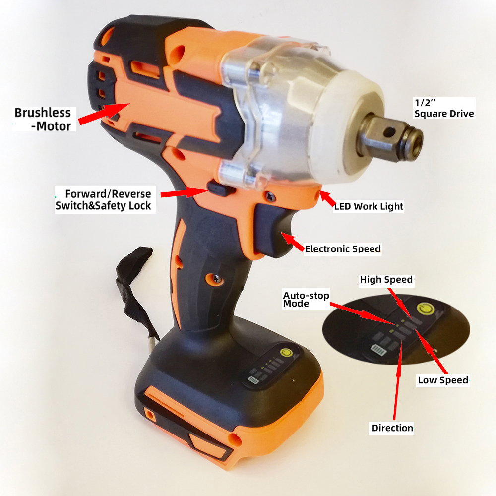 Brushless Electric Wrench Impact Socket Wrench 18V 588Nm for Makita Battery Hand Drill Installation 1/2 Socket Power Tool Wrench