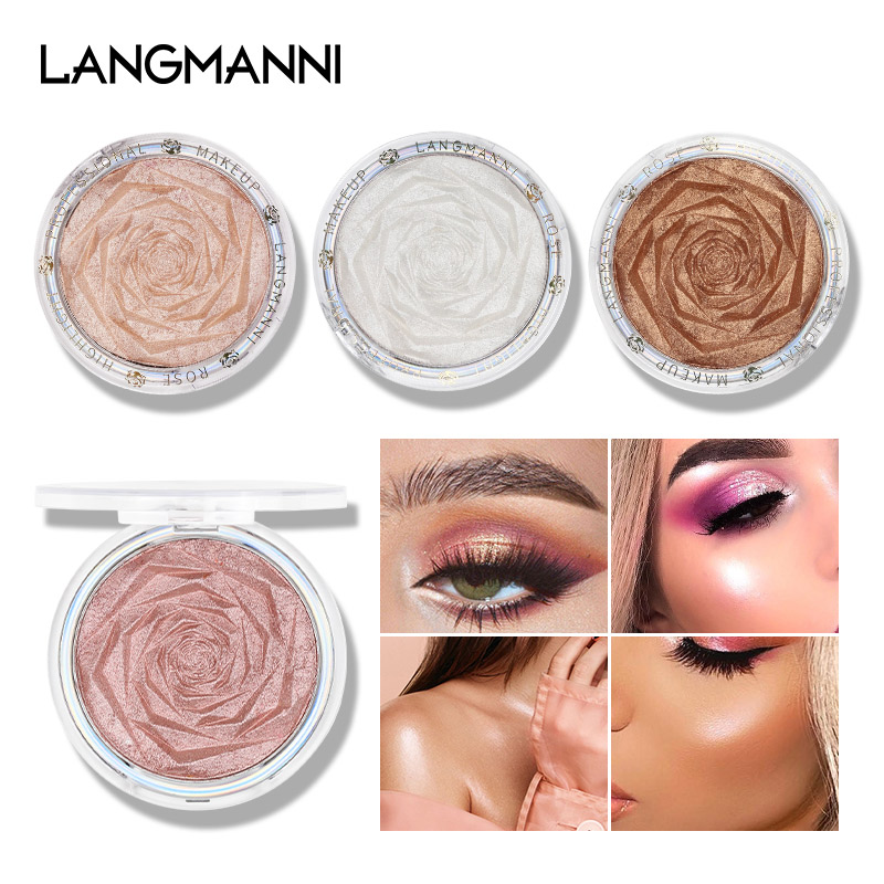 1 Pcs Glitter Shimmer Makeup Highlight Powder Palette Glow Face Contour Long Lasting Highlight Face Makeup Cosmetic Tool TSLM1