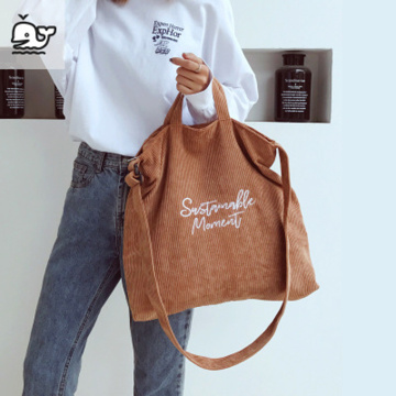 Famous brand beach bag New Corduroy Shoulder Bags Totes Foldable Reusable Environmental Shopping Bags For Girls