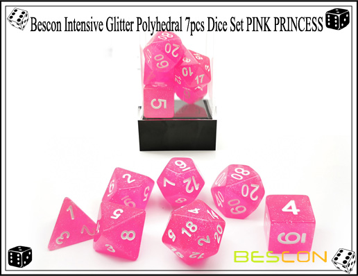 Bescon Intensive Glitter Polyhedral 7pcs Dice Set PINK PRINCESS-5