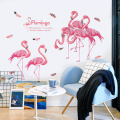 Pink Flamingo Family PVC Wall art Stickers Kids Room Girl Boy Bedroom Living Room Decor Decals DIY Romantic Wallpaper