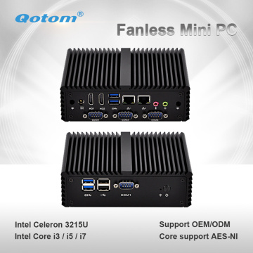 Qotom Mini PC Q400P Small Fanless 2 Gigabit LAN Celeron Core i3 i5 i7 Dual Core Computer Support Win Linux Mini Server