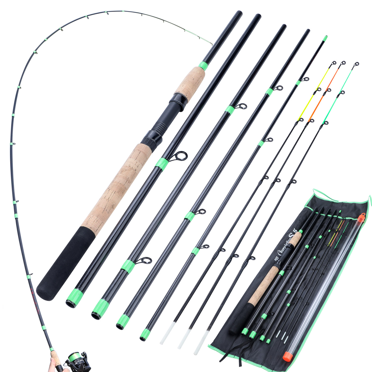 Sougayilang 3M M H L Power Carp Fishing Rod Spinning Fishing Feeder Rod and 13+1BB Carp Fishing Reels Rod Fishing Combo