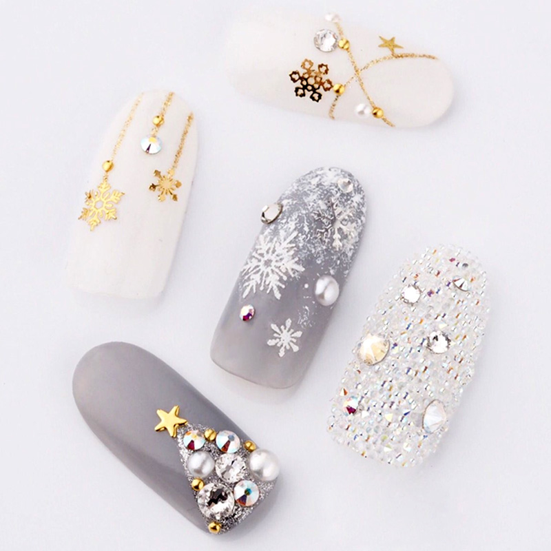 TSZS Newest Christmas Design Multicolor Nail Snowflake Metal Slice DIY Nail Art Decoration Accessories