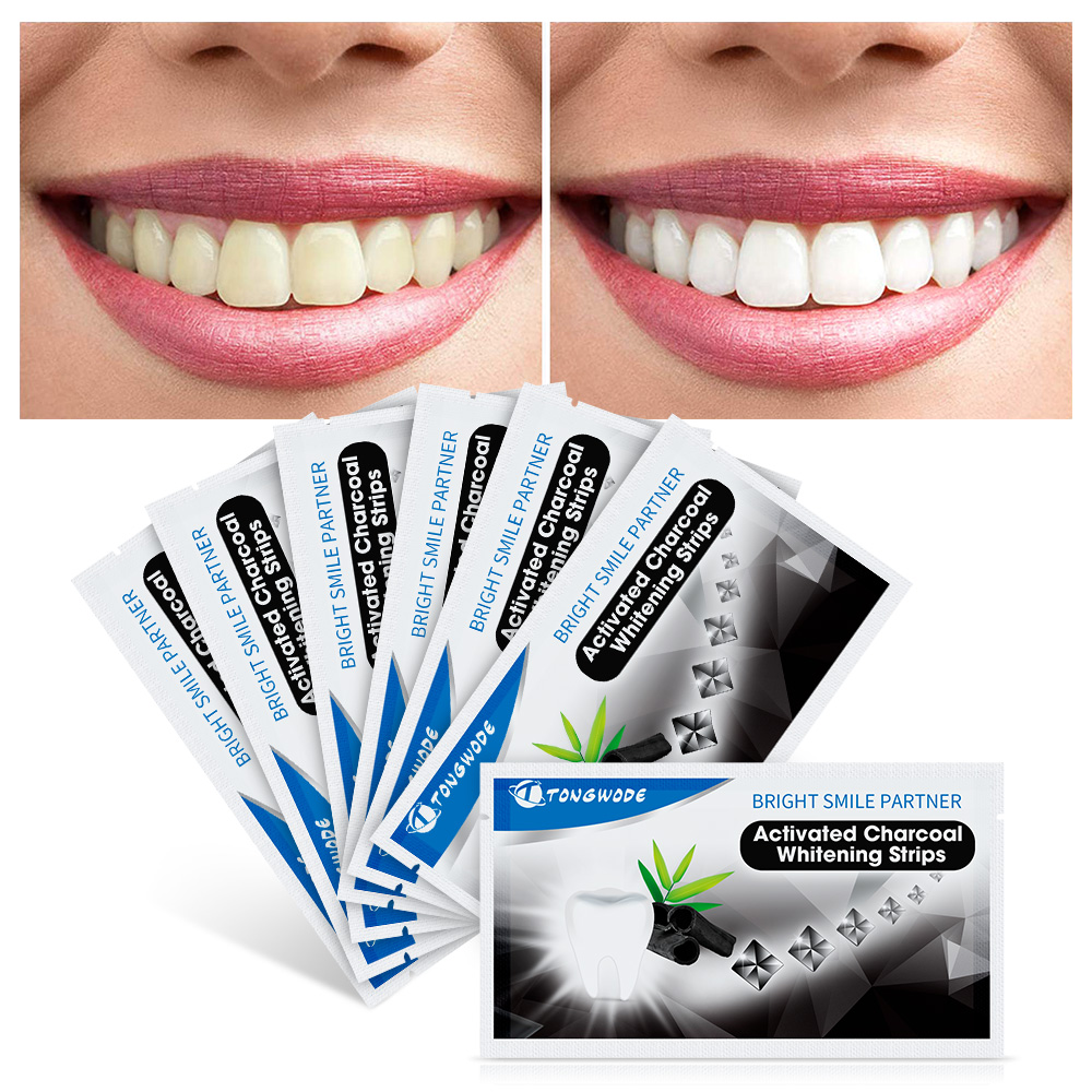 Teeth Whitening Strips Bamboo Charcoal Natural Material Whitening Gel Charcoal Teeth Whitening Strips Activated Whitener Strips