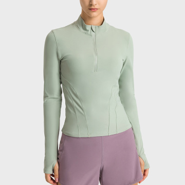 Double-sided Nylon Zipper Womens Stretch Riding Base Layer