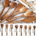 Wooden Spoons for Cooking Nonstick Kitchen Spoons Cooking Utensil Set Non Scratch Natural Teak Wooden Kitchen Tools