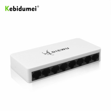 kebidumei Mini 8 Ports Network Switch 10/100Mbps Fast LAN Ethernet Network Switch Adapter with EU/US Power Supply