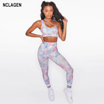 NCLAGEN Yoga Set Women Workout Sportwear 2 Piece Sport Leggings And Top Digital Printing Gym Clothes Bra Elastic Fitness Suit
