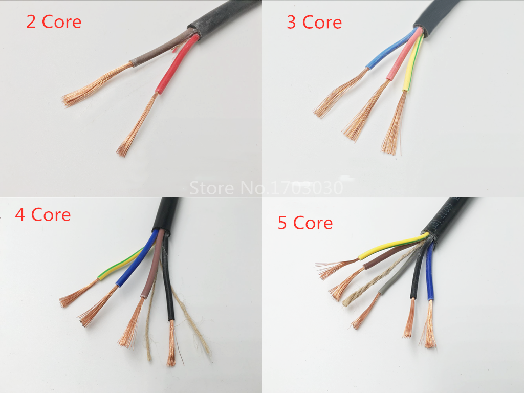 22 AWG 0.3MM^2 RVV 2/3/4/5/6/7/8/10/12/14/16 Cores Pins Copper Wire Conductor Electric RVV Cable Black 3M 5M